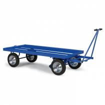 Plošinový vozík s ojí, výplň ocelové profily, plná kola
