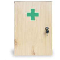 Dřevěná nástěnná lékárnička, 43x30x14 cm, smrk, DIN 13157