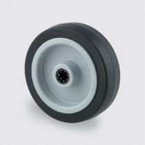 Samostatné kolo, plastový disk, černá guma, 100 mm, válečkové ložisko