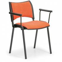 Konferenční židle SMART - černé nohy, s područkami, oranžová