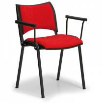Konferenční židle SMART - černé nohy, s područkami, červená