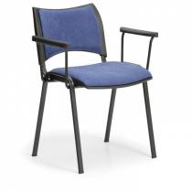 Konferenční židle SMART - černé nohy, s područkami, modrá