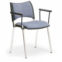 Konferenční židle SMART - chromované nohy, s područkami, šedá