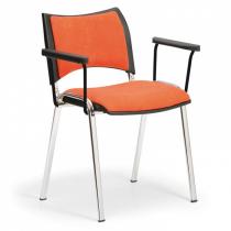 Konferenční židle SMART - chromované nohy, s područkami, oranžová