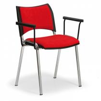 Konferenční židle SMART - chromované nohy, s područkami, červená