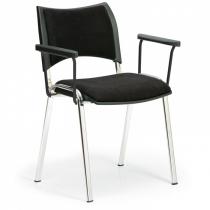 Konferenční židle SMART - chromované nohy, s područkami, černá