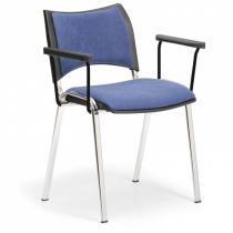 Konferenční židle SMART - chromované nohy, s područkami, modrá