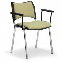 Konferenční židle SMART - chromované nohy, s područkami, zelená