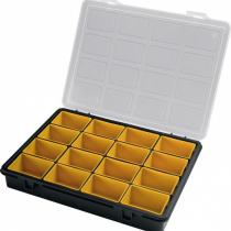 Plastový kufřík na drobný materiál, 242x188x37 mm, 16 krabiček