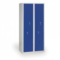 Kovová šatní skříňka Z, šedý korpus, modré dveře, cylindrický zámek