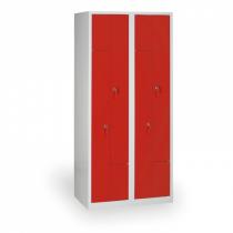 Kovová šatní skříňka Z, šedý korpus, červené dveře, cylidnrický zámek