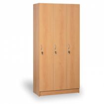 Dřevěná šatní skříňka, 3 oddíly, 1900x900x420 mm, buk
