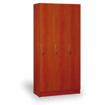 Dřevěná šatní skříňka, 3 oddíly, 1900x900x420 mm, calvados