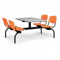 Jídelní set - oranžová sedadla, deska šedá