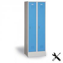 Kovová šatní skříň demontovaná, modré dveře, cylindrický zámek