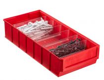 Plastový regálový box ShelfBox, 183 x 400 x 81 mm, červený