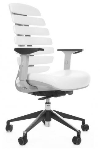 Kancelářská židle Node Kancelářská židle FISH BONES šedý plast, bílá koženka
