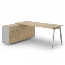 Stůl Alfa se skříňkou 1800 x 800 mm levý, bříza