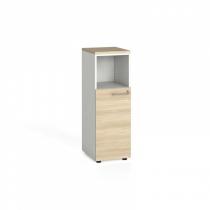 Kancelářská skříň kombinovaná s dveřmi, 1087x400x420 mm, bílá / dub přírodní