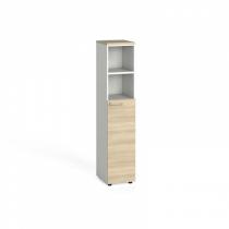 Kancelářská skříň, dveře na 3 patra, 1781x400x420 mm, bílá / dub přírodní