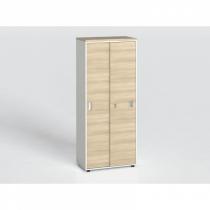 Kancelářská skříň s zasouvacími dveřmi, 1781x800x420 mm, bílá / dub přírodní