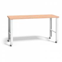 Dílenský stůl se dřevěnou pracovní deskou - s kolečky, 1500 mm