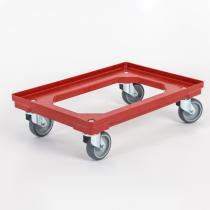 Plastový vozík na přepravky 600x400 mm, 250 kg, 2x pevná + 2x otočná gumová kola