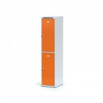 Šatní skříňka, 2 boxy, oranžové dveře, cylindrický zámek