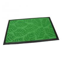  Zelená textilní gumová vstupní rohož FLOMA Leaves - délka 45 cm, šířka 75 cm, výška 1 cm
