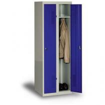  Montovaná šatní skříň DURO MONT, 2 oddíly, šedá/modrá, otočný uzávěr