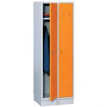  Svařovaná šatní skříň Daniel, 2 oddíly, cylindrický zámek, šedá/oranžová