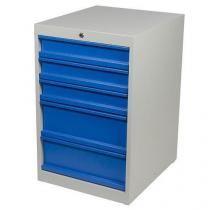  Zásuvkový kontejner, 80 x 51 x 59 cm, 5 zásuvek, šedý/modrý