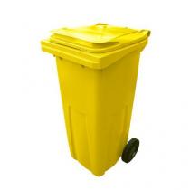  Plastová venkovní popelnice na tříděný odpad, objem 120 l, žlutá