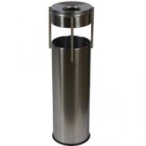  Kovový venkovní odpadkový koš Prestige Pillar s popelníkem, objem 15 l, lesklý nerez