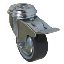  Gumové přístrojové kolo se středovým otvorem, průměr 50 mm, otočné s brzdou, kluzné ložisko