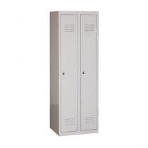  Svařovaná šatní skříň DURO POP, 2 oddíly, šedá/šedá, cylindrický zámek