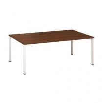  Konferenční stůl Alfa 420 s bílým podnožím, 200 x 120 x 74,2 cm, dezén ořech
