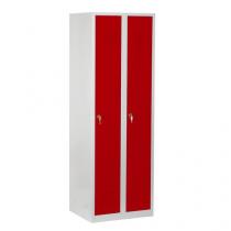  Svařovaná šatní skříň DURO VARIO, šedá/červená, cylindrický zámek
