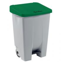  Plastový odpadkový koš Manutan Handy, objem 80 l, bílý/zelený