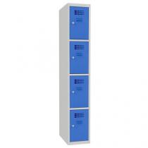  Svařovaná šatní skříň Emil, 4 boxy, cylindrický zámek šedá/světle modrá