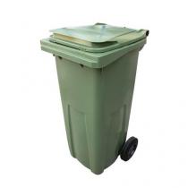  Plastová venkovní popelnice na tříděný odpad, objem 120 l, zelená