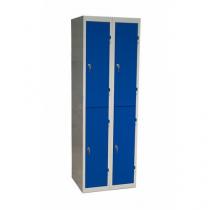  Montovaná šatní skříň DURO MONT, 4 boxy, cylindrický zámek, šedá/modrá