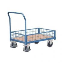  Plošinový vozík s madlem a nízkými mřížovými bočnicemi, do 400 kg