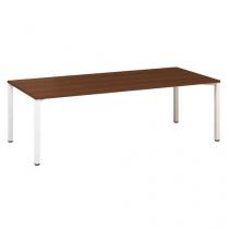  Konferenční stůl Alfa 420 s bílým podnožím, 240 x 100 x 74,2 cm, dezén ořech