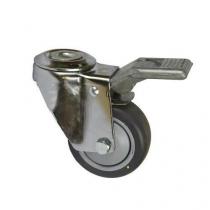 Antistatické gumové přístrojové kolo se středovým otvorem, průměr 80 mm, otočné s brzdou, kuličkové ložisko
