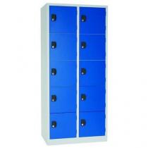  Svařovaná šatní skříň Manutan Axl, 10 boxů, cylindrický zámek, šedá/modrá