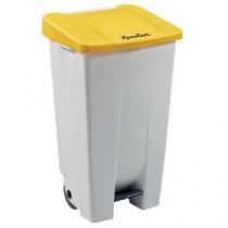  Plastový odpadkový koš Manutan Expert Handy, objem 120 l, bílý/žlutý