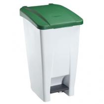  Plastový odpadkový koš Manutan, objem 60 l, bílý/zelený