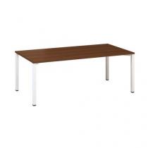  Konferenční stůl Alfa 420 s bílým podnožím, 200 x 100 x 74,2 cm, dezén ořech