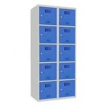  Svařovaná šatní skříň Samuel, 10 boxů, cylindrický zámek šedá/světle modrá